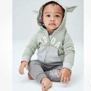 Baby Gap X Star Wars Green Grey Yoda Zip Up Hoodie Sweatshirt 18-24 months